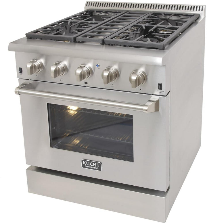 Kucht Professional 30 in. Natural Gas Burner/Electric Oven Range in Stainless Steel with Color Knobs, KRD306F / KRD306/LP