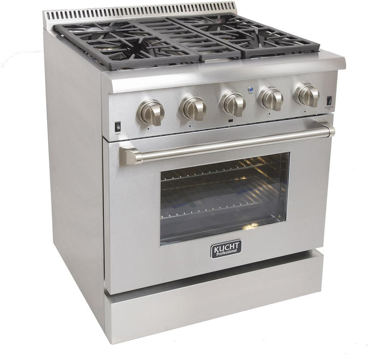 Kucht Professional 30 in. Natural Gas Burner/Electric Oven Range in Stainless Steel with Color Knobs, KRD306F / KRD306/LP