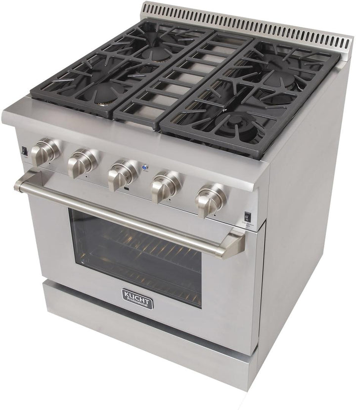 Kucht Professional 30 in. Natural Gas Burner/Electric Oven Range in Stainless Steel with Color Knobs, KRD306F / KRD306/LP