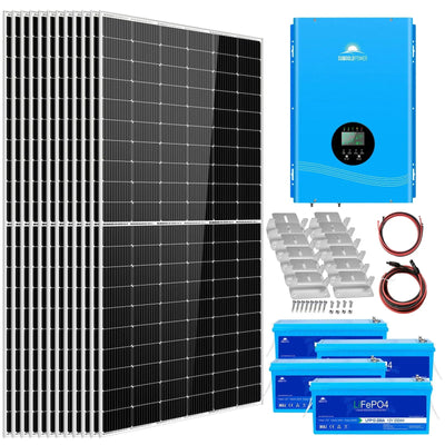 SUNGOLD POWER | COMPLETE OFF GRID SOLAR KIT 12000W 48V 120V/240V OUTPUT 10.24KWH LITHIUM BATTERY 5400 WATT SOLAR PANEL SGK-12MAX