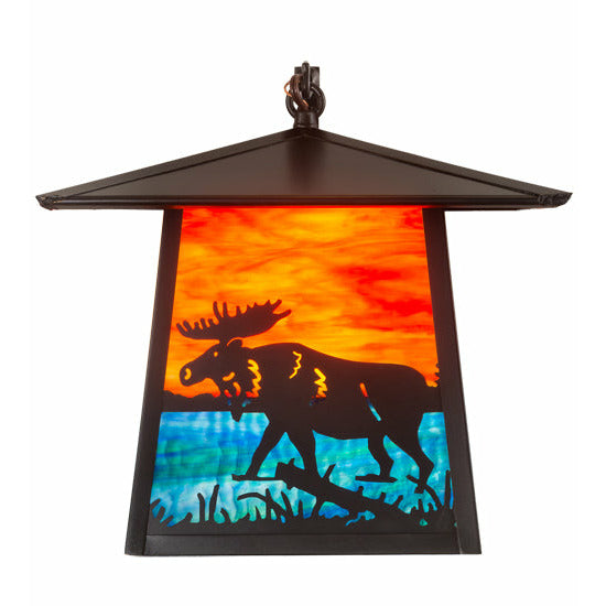 Meyda Lighting 12" Wide Stillwater Moose at Lake Curved Arm Wall Sconce 99460