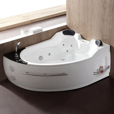 EAGO Left Corner Acrylic White Whirlpool Bathtub for Two 5.5 ft. - AM113ETL-L