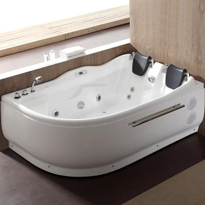 EAGO Left Corner Acrylic White Whirlpool Bathtub for Two 6 ft. - AM124ETL-L