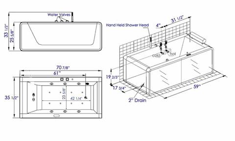 EAGO Rectangular Acrylic Left Drain Whirlpool Bathtub 6 ft. - AM151ETL-L