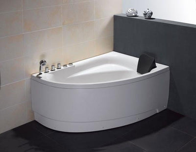 EAGO Single Person Corner White Acrylic Whirlpool Bathtub 59" Left - AM161-L
