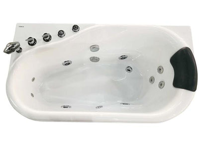 EAGO White Acrylic Corner Jetted Whirlpool Bathtub W/ Fixtures 57" - AM175-L