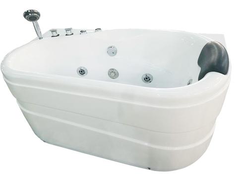 EAGO White Acrylic Corner Jetted Whirlpool Bathtub W/ Fixtures 57" - AM175-L