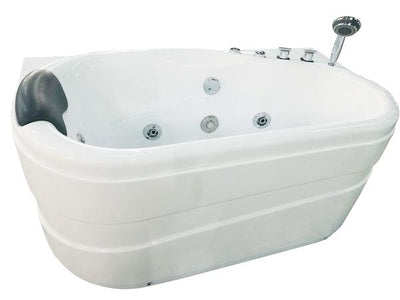 EAGO White Acrylic Corner Jetted Whirlpool Bathtub W/ Fixtures 57" Right - AM175-R