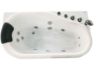EAGO White Acrylic Corner Jetted Whirlpool Bathtub W/ Fixtures 57" Right - AM175-R