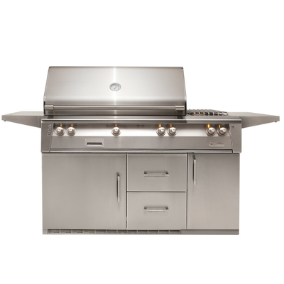 Alfresco ALXE 56-Inch Gas Grill and Side Burner on Refrigerated Base (ALXE-56R-LP/NG)