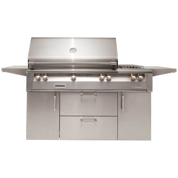 Alfresco ALXE 56-Inch Freestanding Gas Grill with Rotisserie & Side Burner (ALXE-56C-LP/NG)
