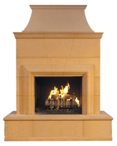 American Fyre Designs 022-20-A-CB-LBC 95 Inch Vented Free-Standing Outdoor Cordova Fireplace, 16 Inch Rectangle Bullnose, Hearth and Body
