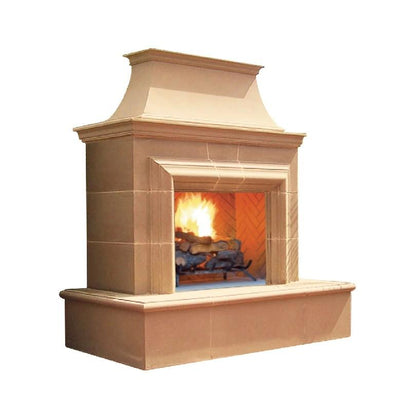American Fyre Designs 023-35-N-CB-LUC 82 Inch Vented Free-Standing Outdoor Reduced Cordova Fireplace, 110 Inch Rectangle Extended, No Recess
