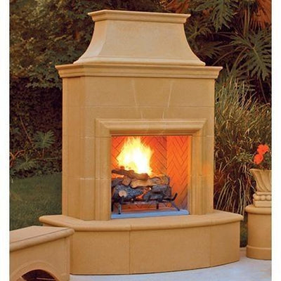 American Fyre Designs 025-01-N-CB-LUC 84 Inch Vented Free-Standing Outdoor Petite Cordova Fireplace, 16 Inch Radiused Bullnose, No Recess