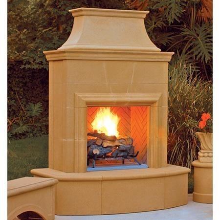 American Fyre Designs 025-05-N-CB-RBC 84 Inch Vented Free-Standing Outdoor Petite Cordova Fireplace, 113 Inch Rectangle Bullnose, No Recess