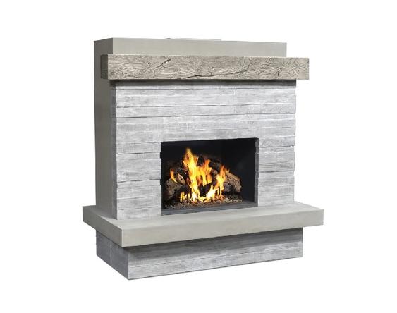 American Fyre Designs 150-CG-N-FO-RBC 68 1/2 Inch Vent-Free Wall Mount Outdoor Brooklyn Fireplace, French Barrel Oak, Key Value on the RIGHT/Gas