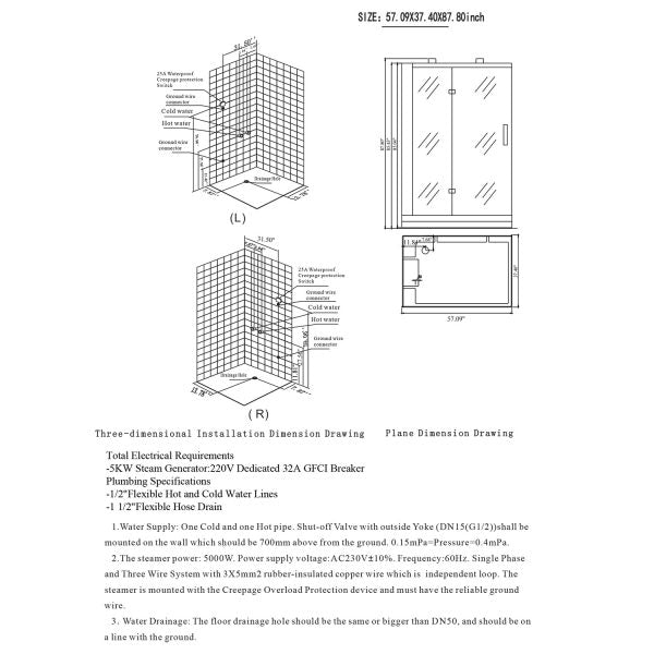 Maya Bath White Platinum Anzio Steam Shower - Right (208)