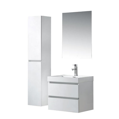 Vanity Art Wall-Hung Single-Sink Bathroom Vanity With Resin Top, 24 in., VA6024W