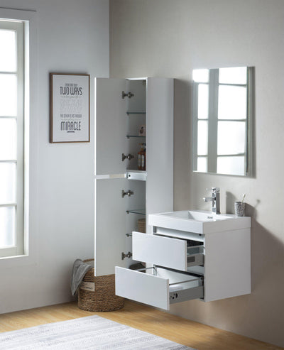 Vanity Art Wall-Hung Single-Sink Bathroom Vanity With Resin Top, 24 in., VA6024W