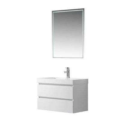 Vanity Art Wall-Hung Single-Sink Bathroom Vanity With Resin Top, 30 in.