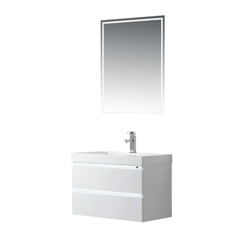 Vanity Art LED Lighted Wall-Hung Single-Sink Vanity With Resin Top, 30 in., VA6030WL