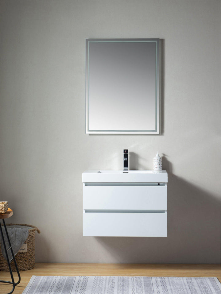 Vanity Art LED Lighted Wall-Hung Single-Sink Vanity With Resin Top, 30 in., VA6030WL