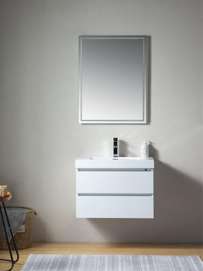 Vanity Art Wall-Hung Single-Sink Bathroom Vanity With Resin Top, 30 in.