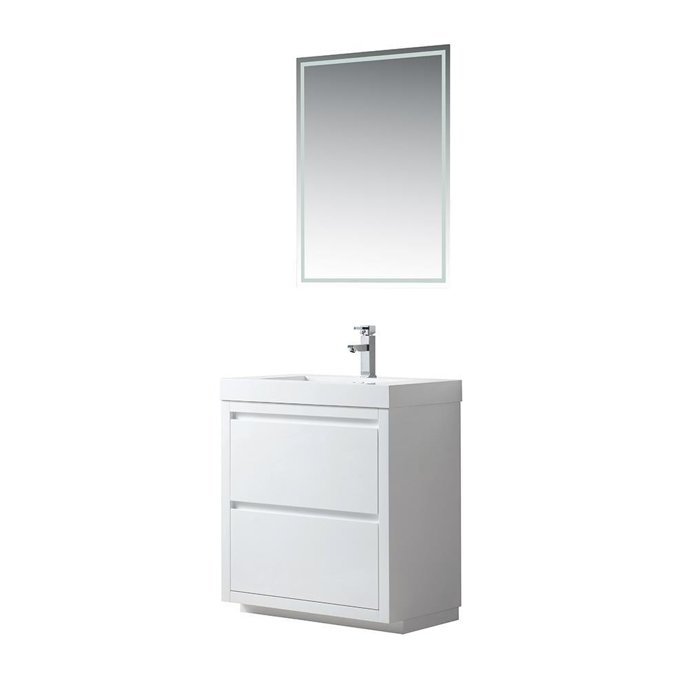 Vanity Art Single-Sink Bathroom Vanity With Resin Top, 30 in.