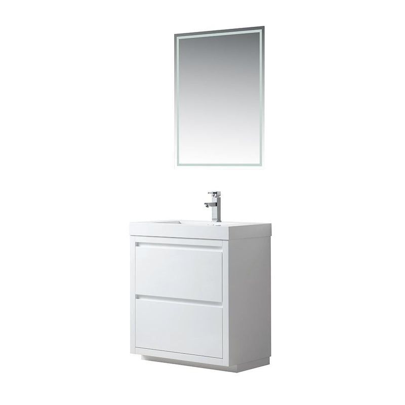 Vanity Art Single-Sink Bathroom Vanity With Resin Top, 30 in.