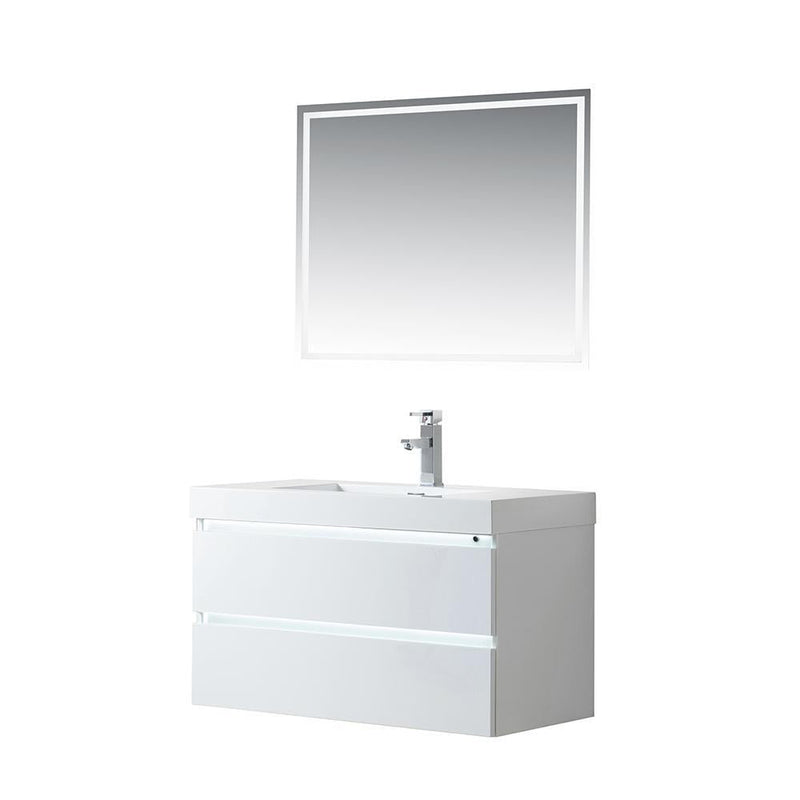 Vanity Art LED Lighted Wall-Hung Single-Sink Vanity With Resin Top, 36 in.