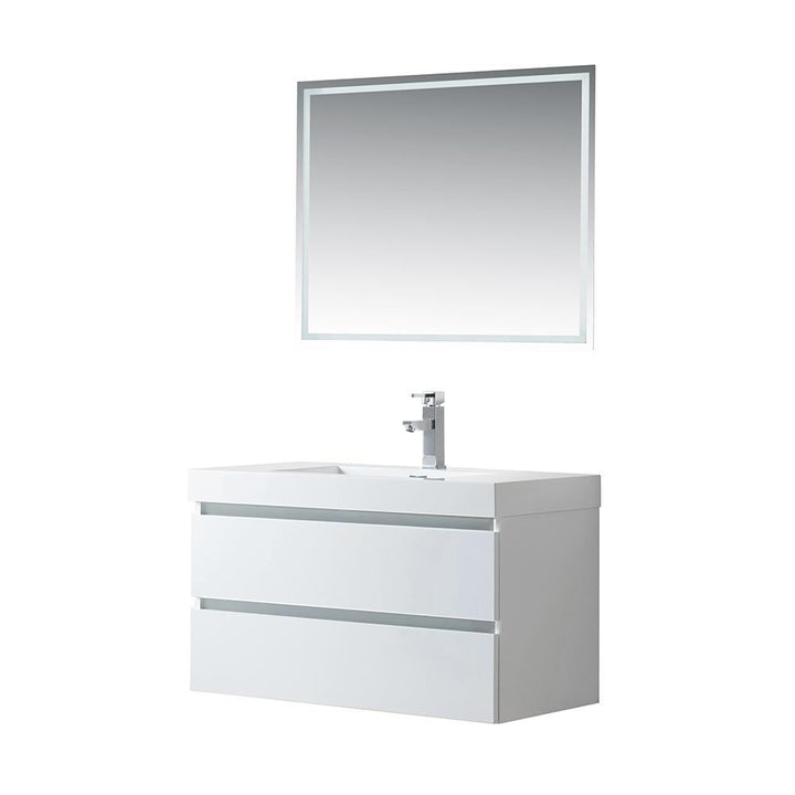 Vanity Art Wall-Hung Single-Sink Bathroom Vanity With Resin Top, 36 in.