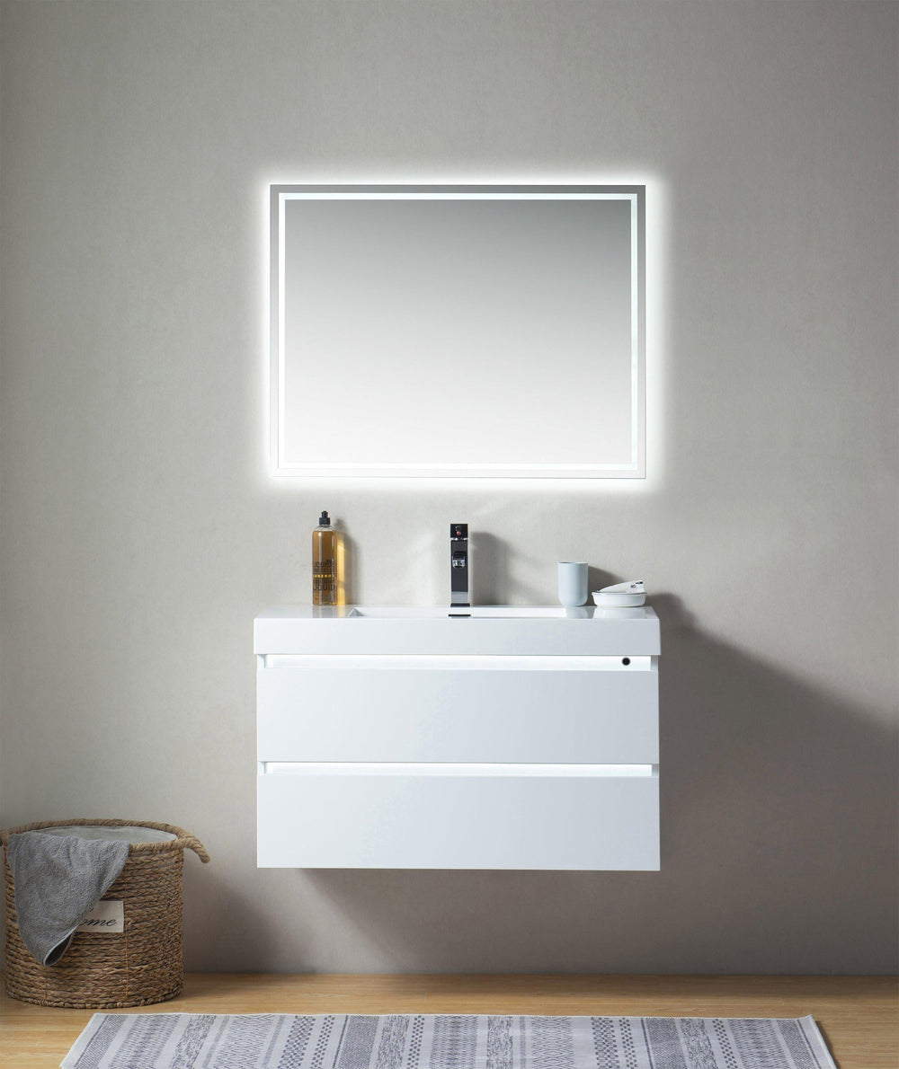 Vanity Art LED Lighted Wall-Hung Single-Sink Vanity With Resin Top, 36 in.
