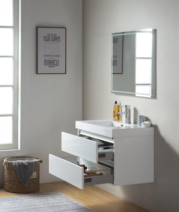 Vanity Art Wall-Hung Single-Sink Bathroom Vanity With Resin Top, 36 in.