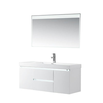 Vanity Art LED Lighted Wall-Hung Single-Sink Vanity With Resin Top, 48 in., VA6048WL