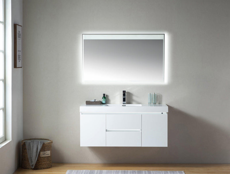Vanity Art LED Lighted Wall-Hung Single-Sink Vanity With Resin Top, 48 in., VA6048WL