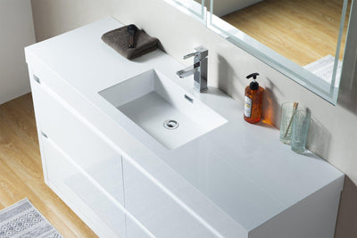 Vanity Art Annecy 60 in. Bathroom Vanity in White with Single Basin Top in White Resin, VA6060WF
