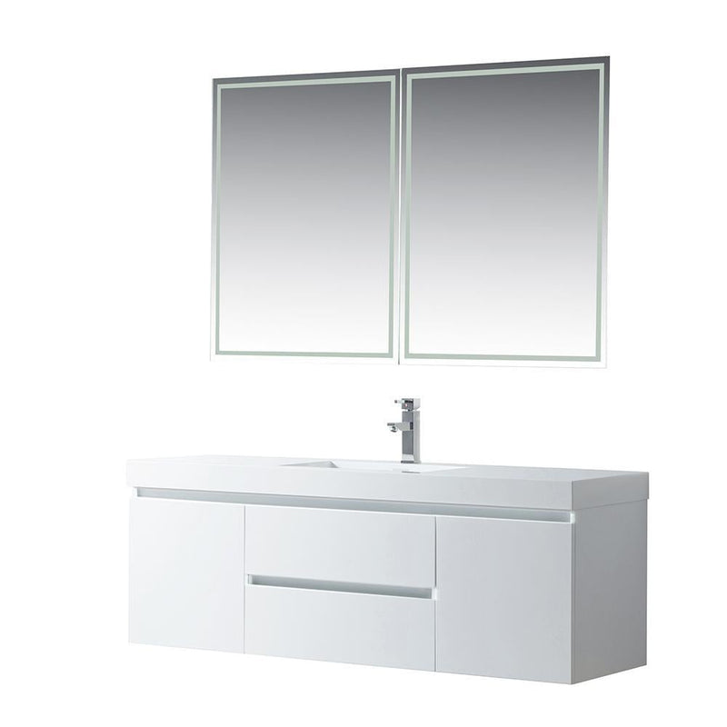 Vanity Art Wall-Hung Single-Sink Bathroom Vanity With Resin Top, 60 in.
