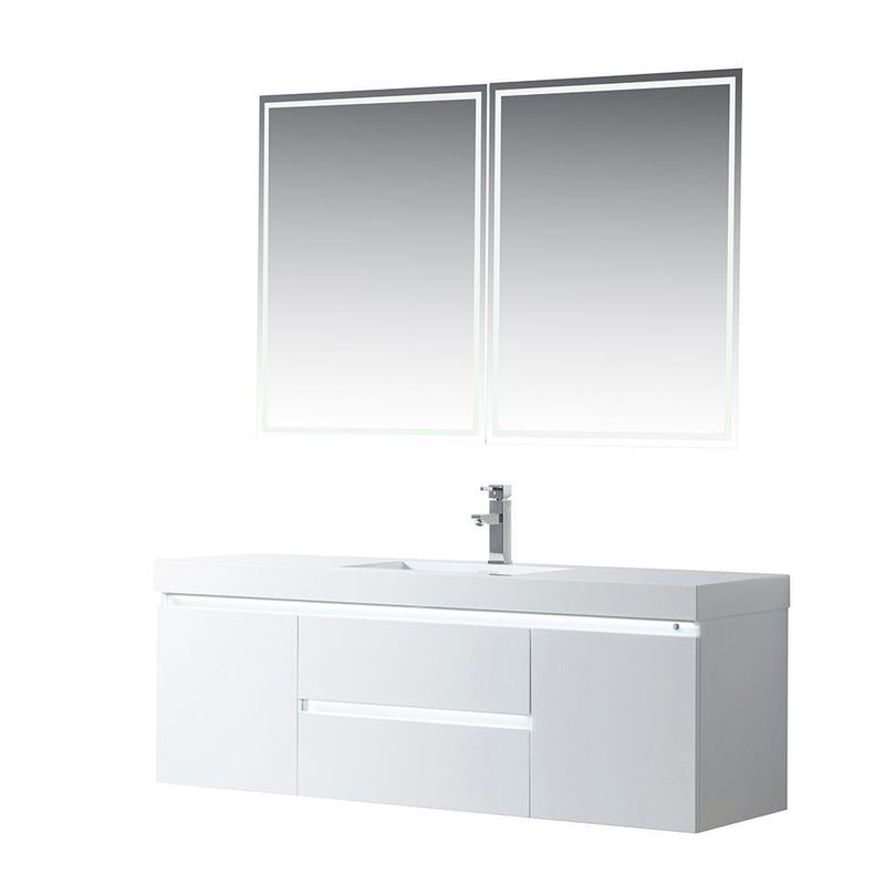 Vanity Art LED Lighted Wall-Hung Single-Sink Vanity With Resin Top, 60 in.