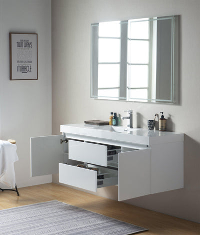 Vanity Art Wall-Hung Single-Sink Bathroom Vanity With Resin Top, 60 in.