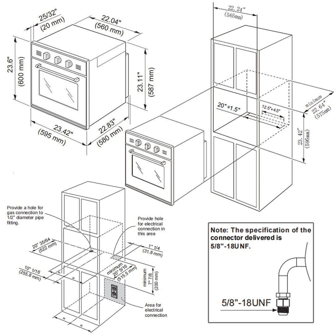 Empava 24 in 2.3 Cu. ft. Gas Wall Oven 24WO11L - Only For LPG Gas