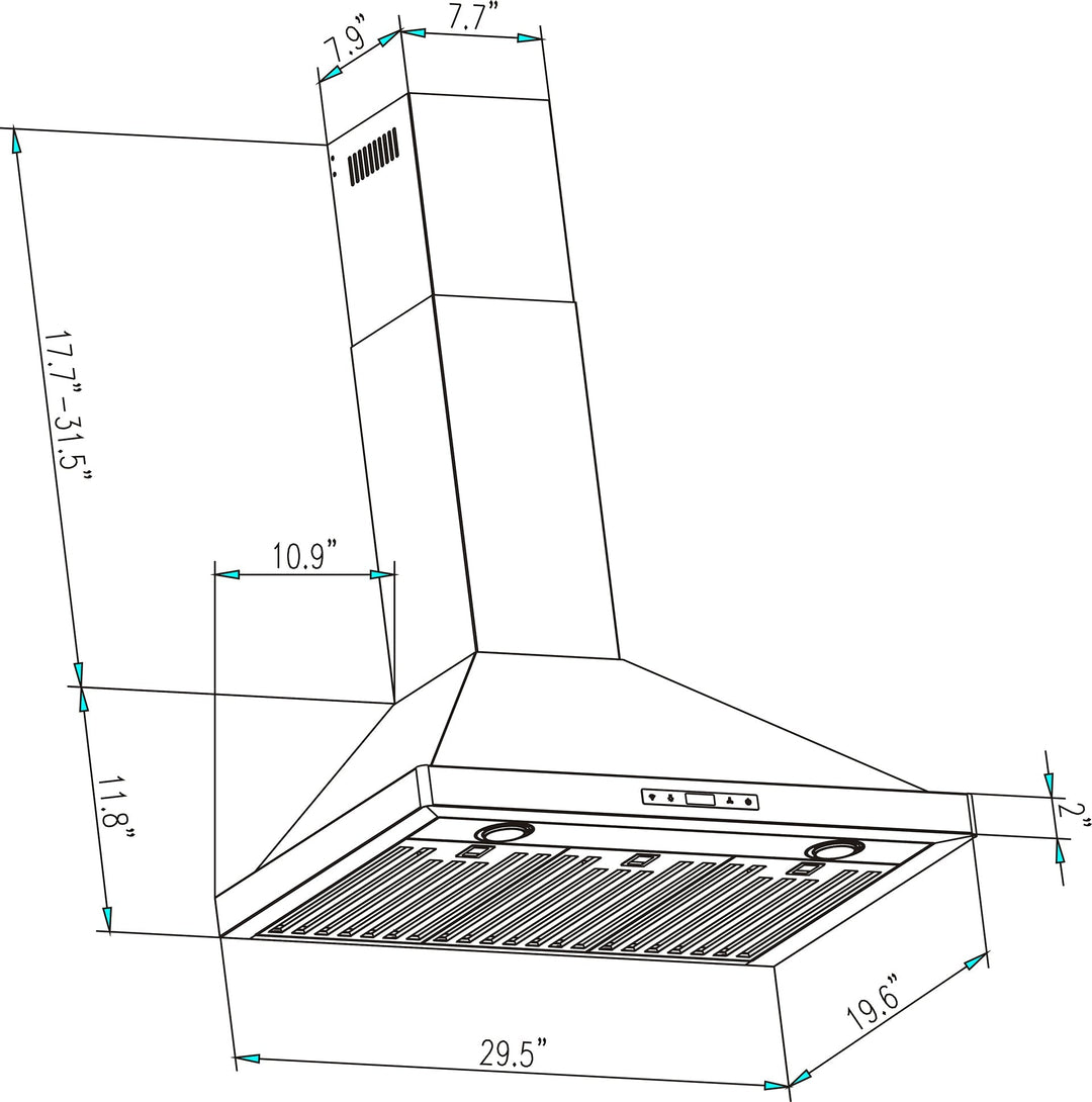 Empava 30 in. 380 CFM Wall Mount Range Hood 30RH03