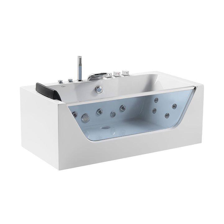 Empava 67 in. Whirlpool Rectangular Bathtub - EMPV-67JT408LED