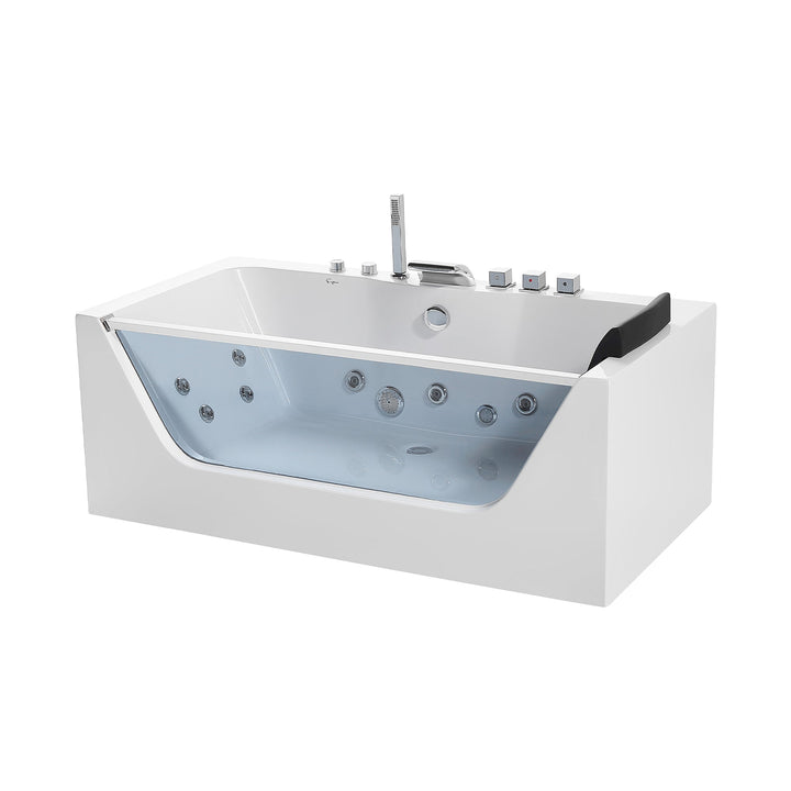 Empava 67 in. Whirlpool Rectangular Bathtub - EMPV-67JT408LED