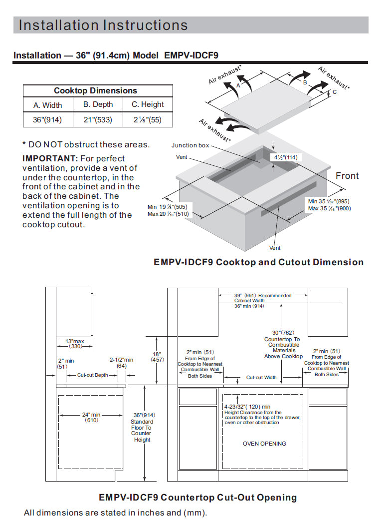 Empava 36 in Electric Stove Induction Cooktop IDCF9