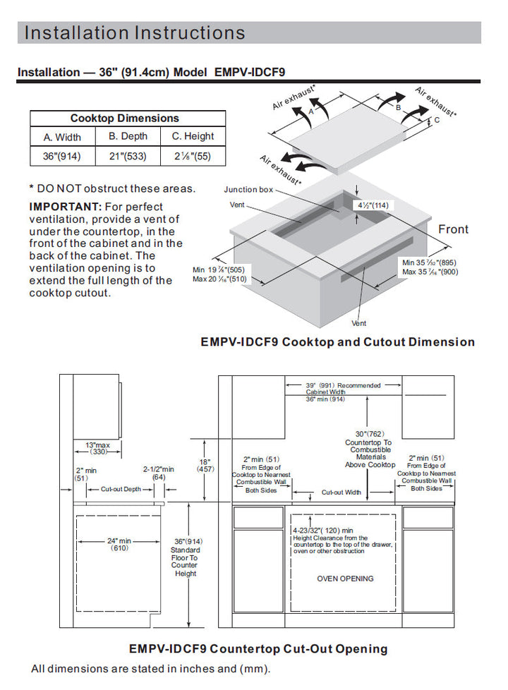 Empava 36 in Electric Stove Induction Cooktop IDCF9