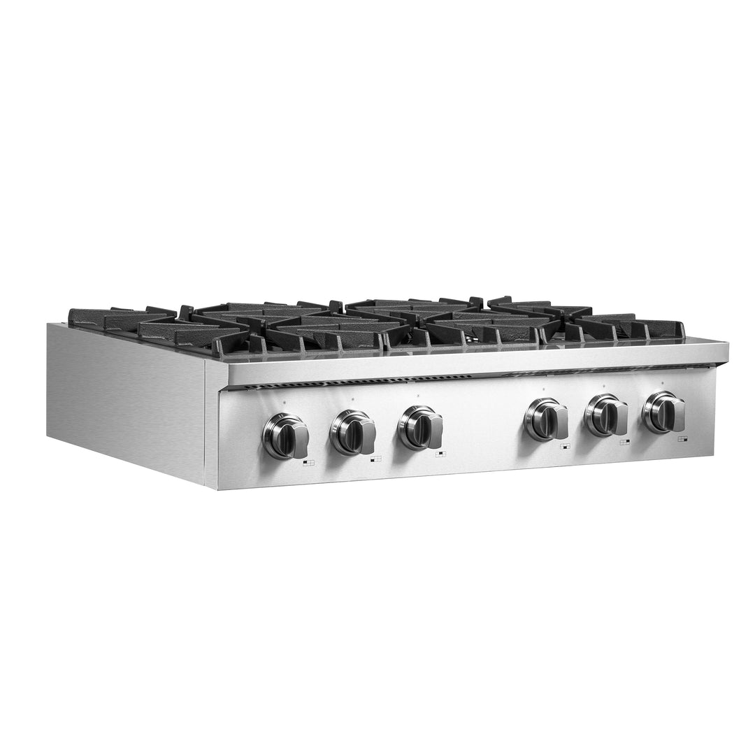 Forno Lseo 36 Inch  Gas Range top, 6 Burners, Griddle in Stainless Steel (FCTGS5737-36)