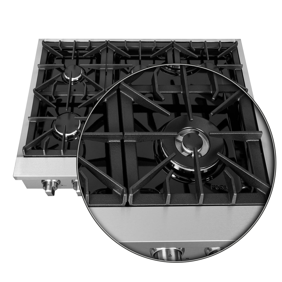 Forno Lseo 36 Inch  Gas Range top, 6 Burners, Griddle in Stainless Steel (FCTGS5737-36)