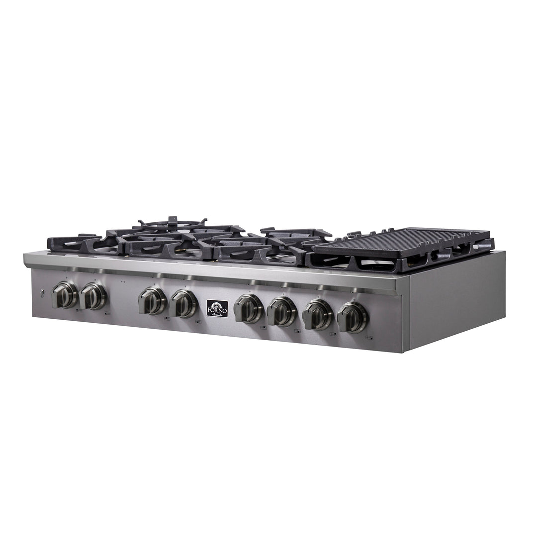 Forno Spezia 48 Inch Cooktop, 8 Burners. Wok Ring and Grill/Griddle in Stainless Steel (FCTGS5751-48)