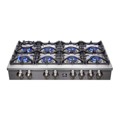 Forno Spezia 48 Inch Cooktop, 8 Burners. Wok Ring and Grill/Griddle in Stainless Steel (FCTGS5751-48)