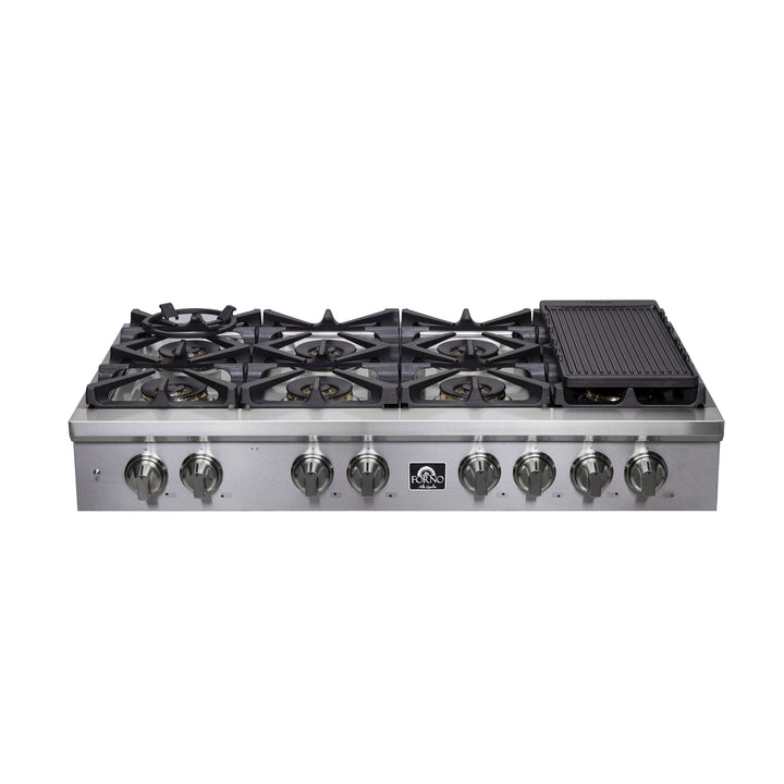 Forno Spezia 48 Inch Cooktop, 8 Burners. Wok Ring and Grill/Griddle in Stainless Steel (FCTGS5751-48)